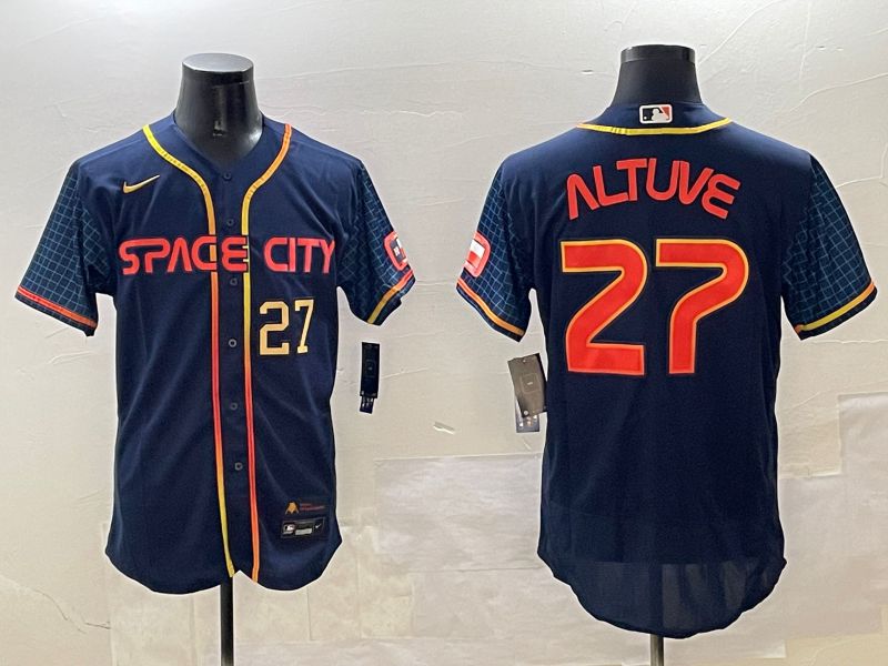 Men Houston Astros 27 Altuve Blue City Edition Elite 2025 Nike MLB Jersey style 3